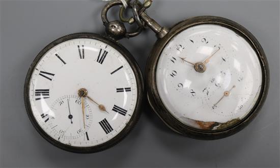 Two silver pocket watches including 19th century by Clemonts, London.